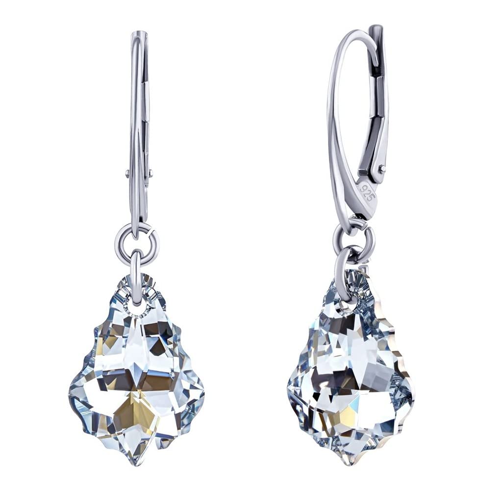 SILVEGO Baroque Silver Earrings with Swarovski Crystals - Elegant Party Jewelry