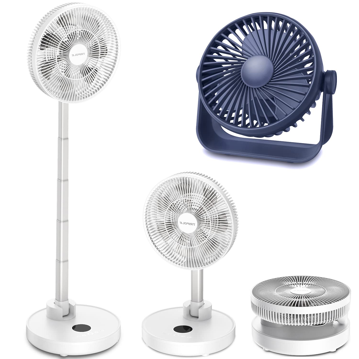 TriPole Rechargeable Battery Desk Fan & Oscillating Standing Fan Bundle - 3 Speed Portable Fan for Home, Office, Travel & Camping | Personal Cooling for Workstations, Dorms, Tents & Outdoor Adventures