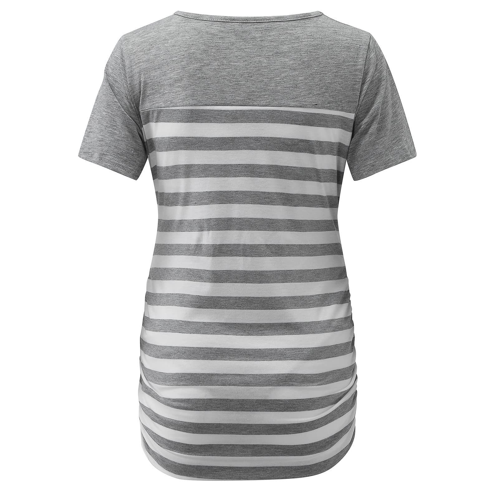 Women's Maternity Tops - Striped Short Sleeve Tunic Blouse | Breathable Dry Fit Pregnancy Shirt | Casual & Comfortable for Work, Shopping & Daily Wear