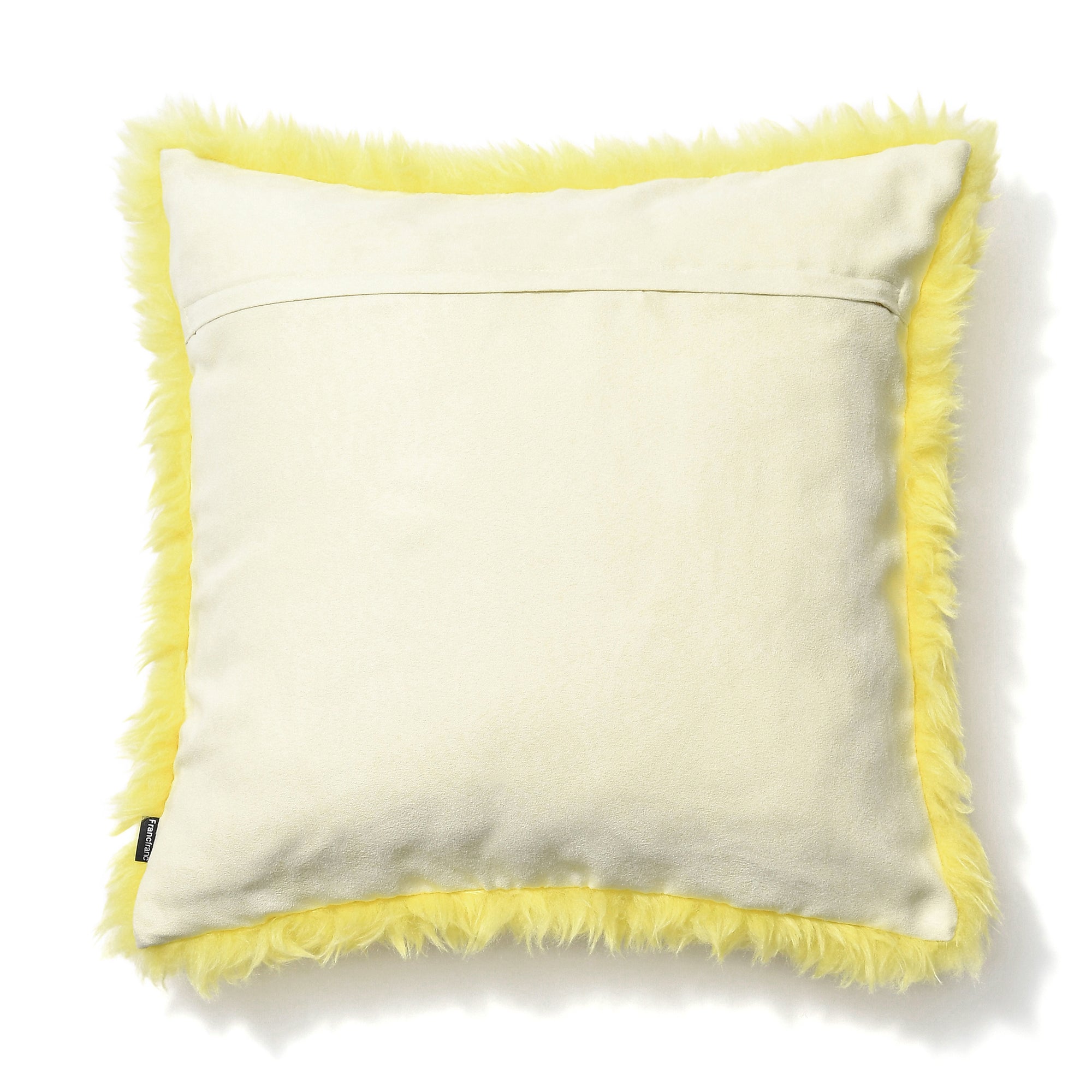 Premium 450x450 Fur V Cushion Cover - Soft Light Yellow Decorative Pillow Case for Living Room Sofa, Bedroom & Home Decor