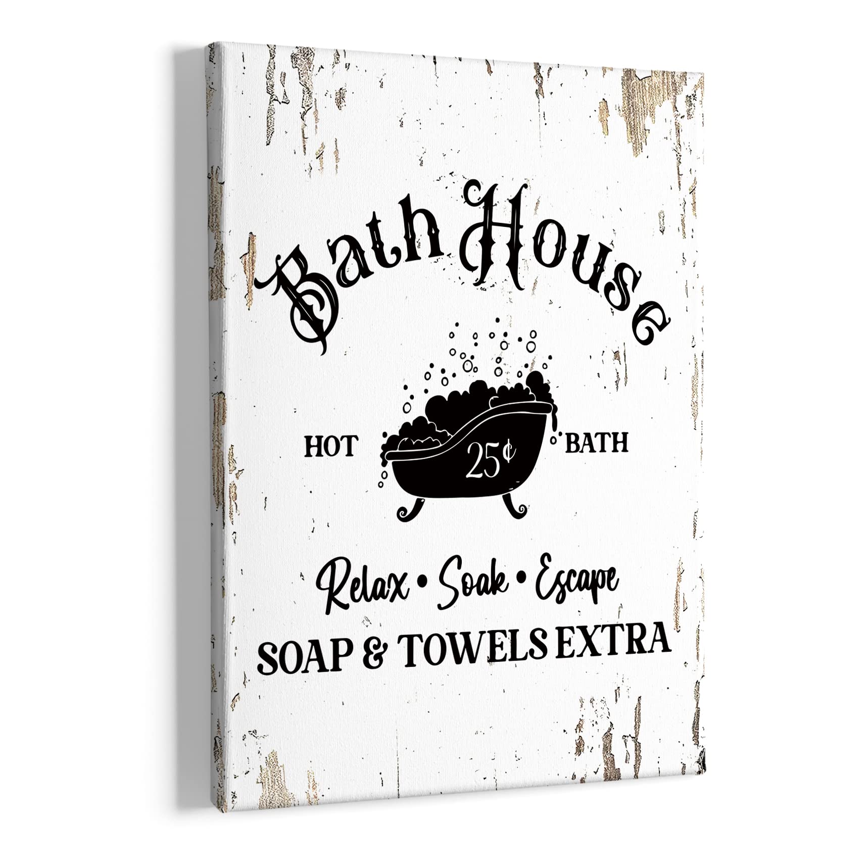 HIWX Framed Canvas Bathroom Wall Art - 11x14 Inch Relaxing Soak & Escape Painting for Bath House, Living Room, Bedroom Decor | Perfect Spa Retreat & Home Decoration Gift
