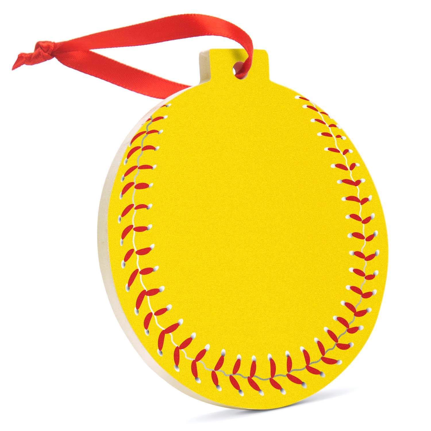 Chalk Talk Sports Softball Round Ceramic Ornament - Hand-Painted Softball Design | Perfect for Christmas Tree Decor, Gift for Softball Players & Coaches