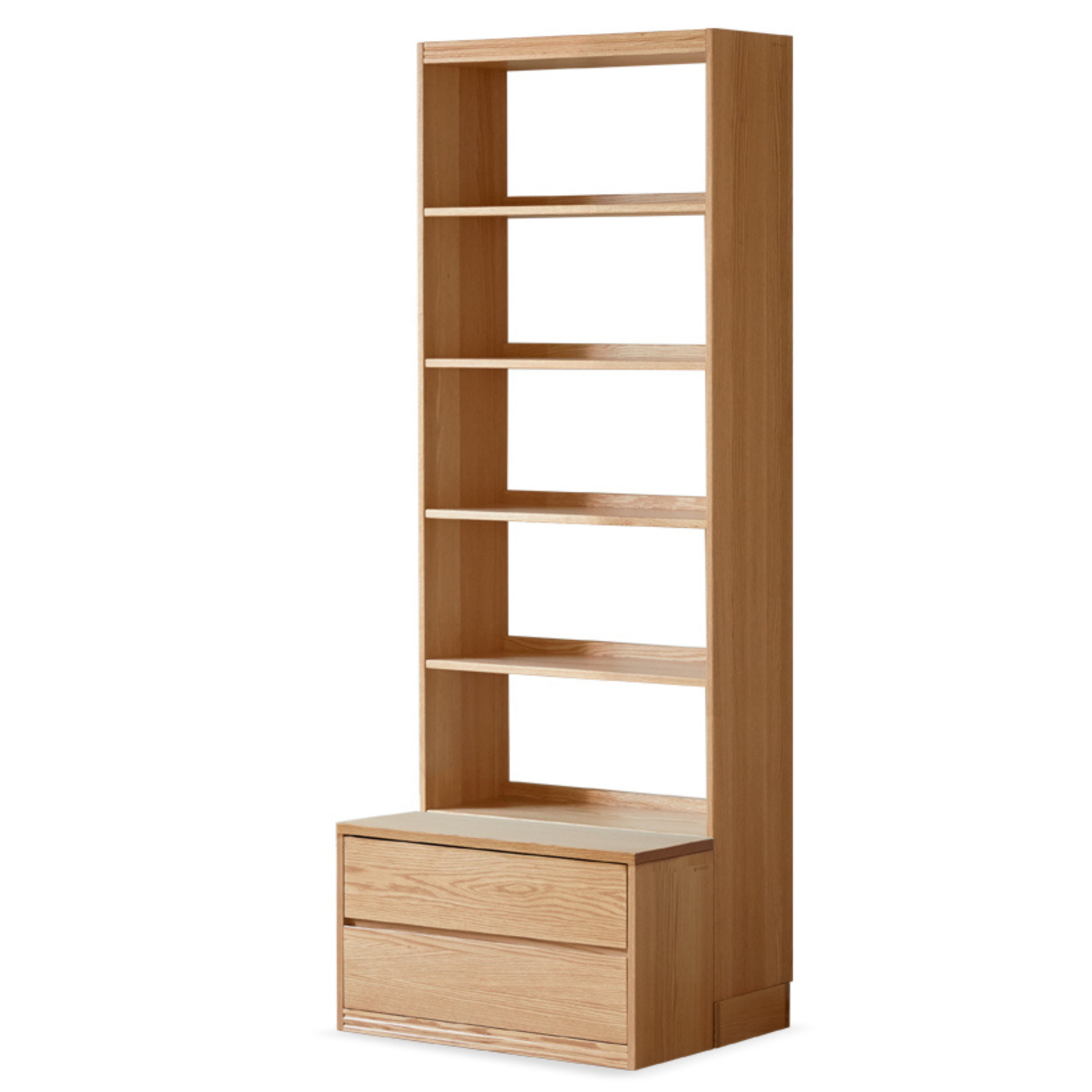Solid Oak Wood Wall-to-Wall Bookshelf with Built-in Seat - Perfect for Home Library, Study Room & Living Room Storage
