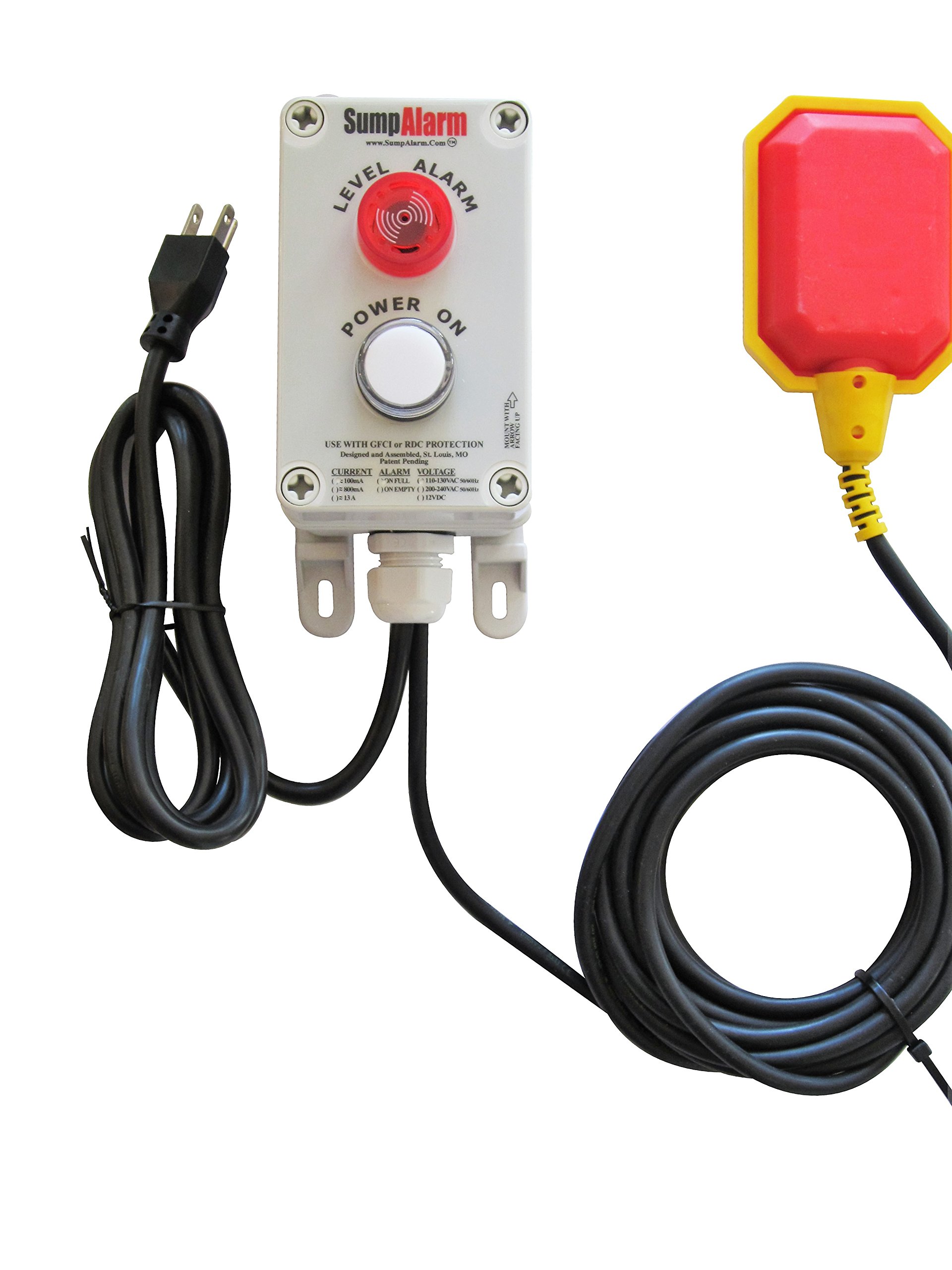 High Water Alarm for Sump Pump & Septic Tank - Weatherproof 90dB Loud Alarm with 16ft Float Switch & LED Power Indicator for Indoor/Outdoor Use - Basement Flood Alert, Septic System Monitoring, Pool Water Level Warning