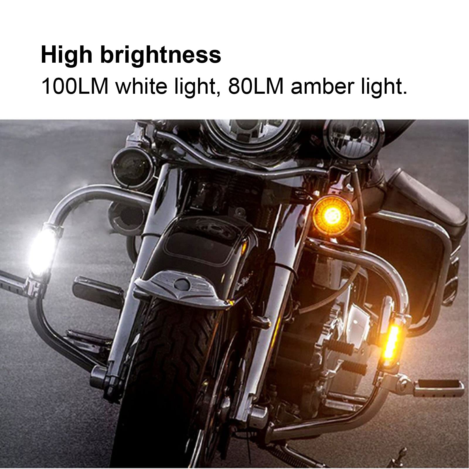 Buachois Motorcycle Highway Bar Lights - 12V Switchback LED Driving Lights with Turn Signals, Fits 1-1/4