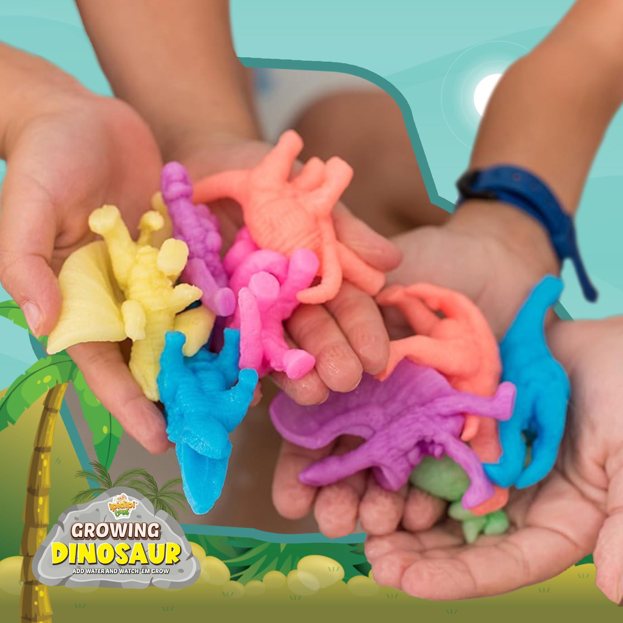 IPIDIPI Water Growing Dinosaur Toys for Kids - 30 Pack Multicolor Expanding Dino Eggs for Easter Basket Fillers, Birthday Party Favors, Stocking Stuffers & Classroom Rewards | STEM Science Experiment & Bath Time Fun