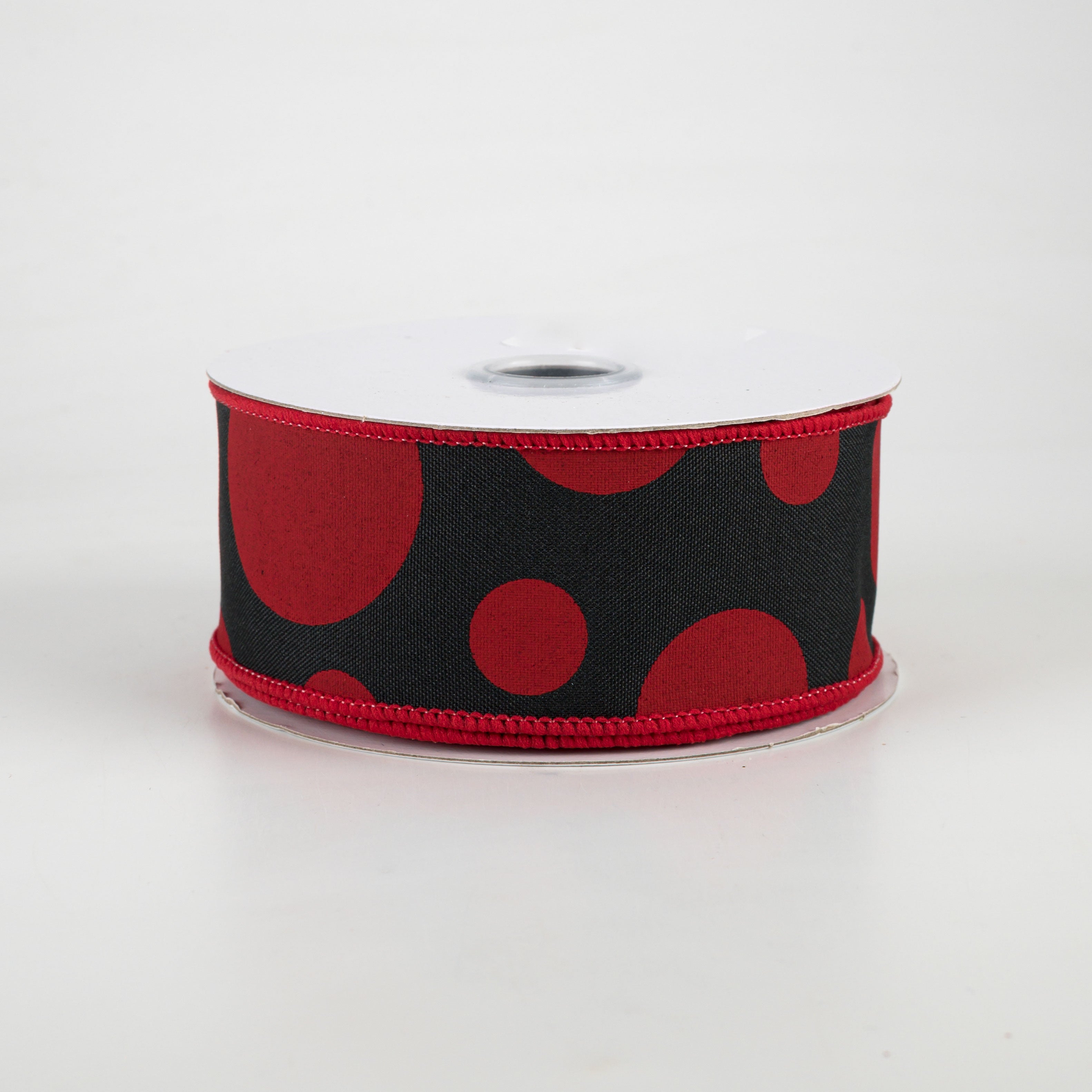 1.5 Inch Giant Three Size Polka Dot Ribbon - Black & Red Grosgrain Ribbon (10 Yards) for Gift Wrapping, DIY Crafts, Hair Bows & Party Decorations