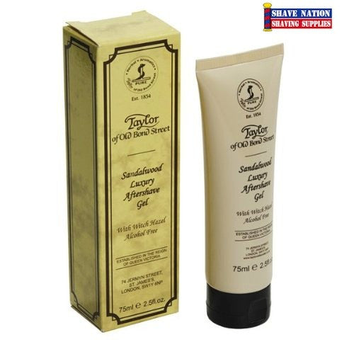 Taylor of Old Bond Street Sandalwood Luxury Aftershave Gel for Men - Premium Post-Shave Soothing & Hydrating Gel with Natural Sandalwood Scent - Perfect for Sensitive Skin & Daily Grooming Routine