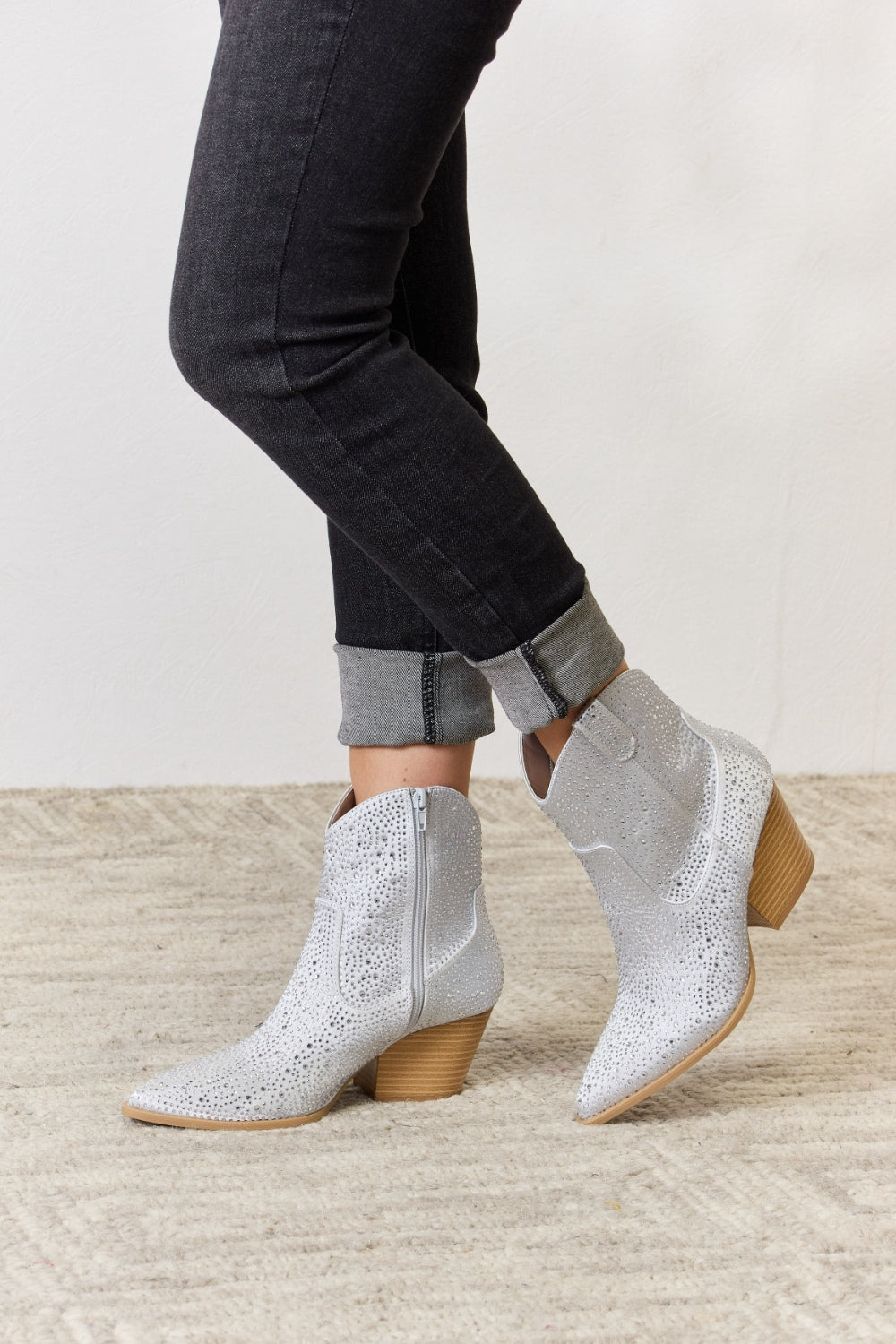 Sparkling Rhinestone Ankle Cowboy Boots for Women - Western Style Fashion Booties with Crystal Decorations | Perfect for Country Concerts, Line Dancing & Cowgirl Outfits