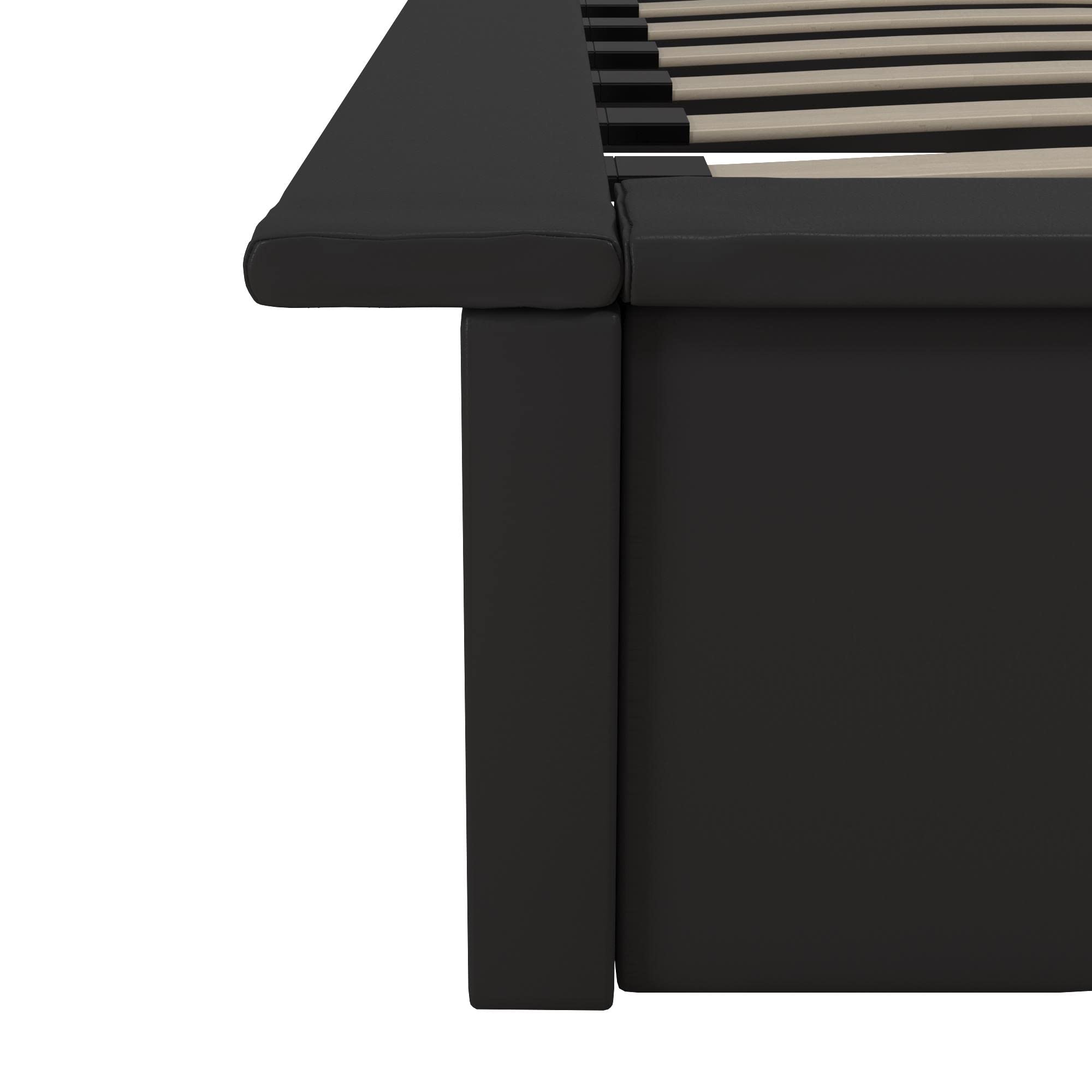 DHP Maven Full Size Upholstered Platform Bed Frame - 11 Inch Height for Elevated Mattress Support, No Box Spring Needed, Black Faux Leather - Perfect for Modern Bedrooms & Guest Rooms