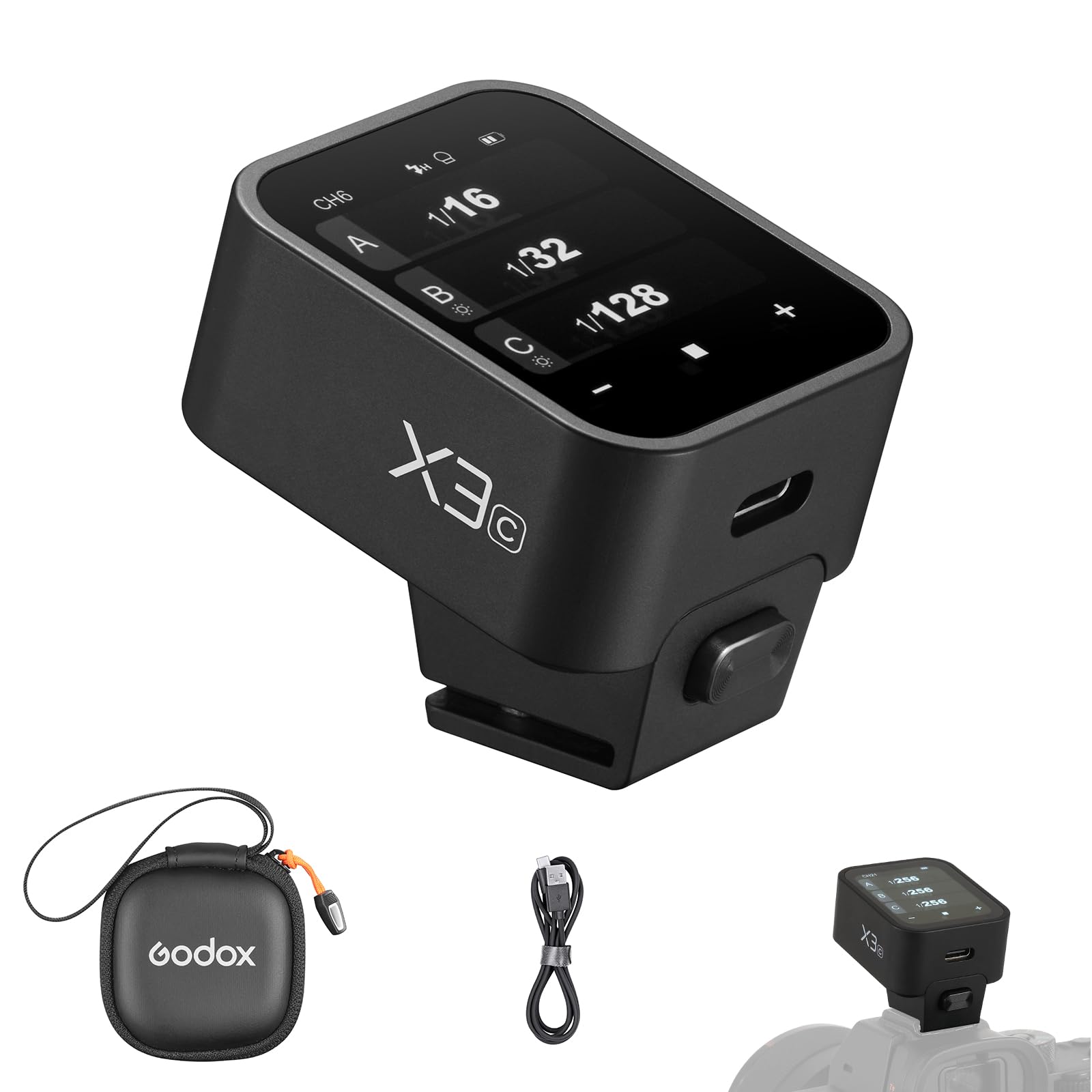 Godox X3C TTL Wireless Flash Trigger for Canon Cameras - OLED Touchscreen Transmitter with Built-in Lithium Battery & Quick Charge (Upgrade of X2T-C/Xpro-C/XProII-C) - Perfect for Studio Photography, Wedding Shoots & Outdoor Portraits