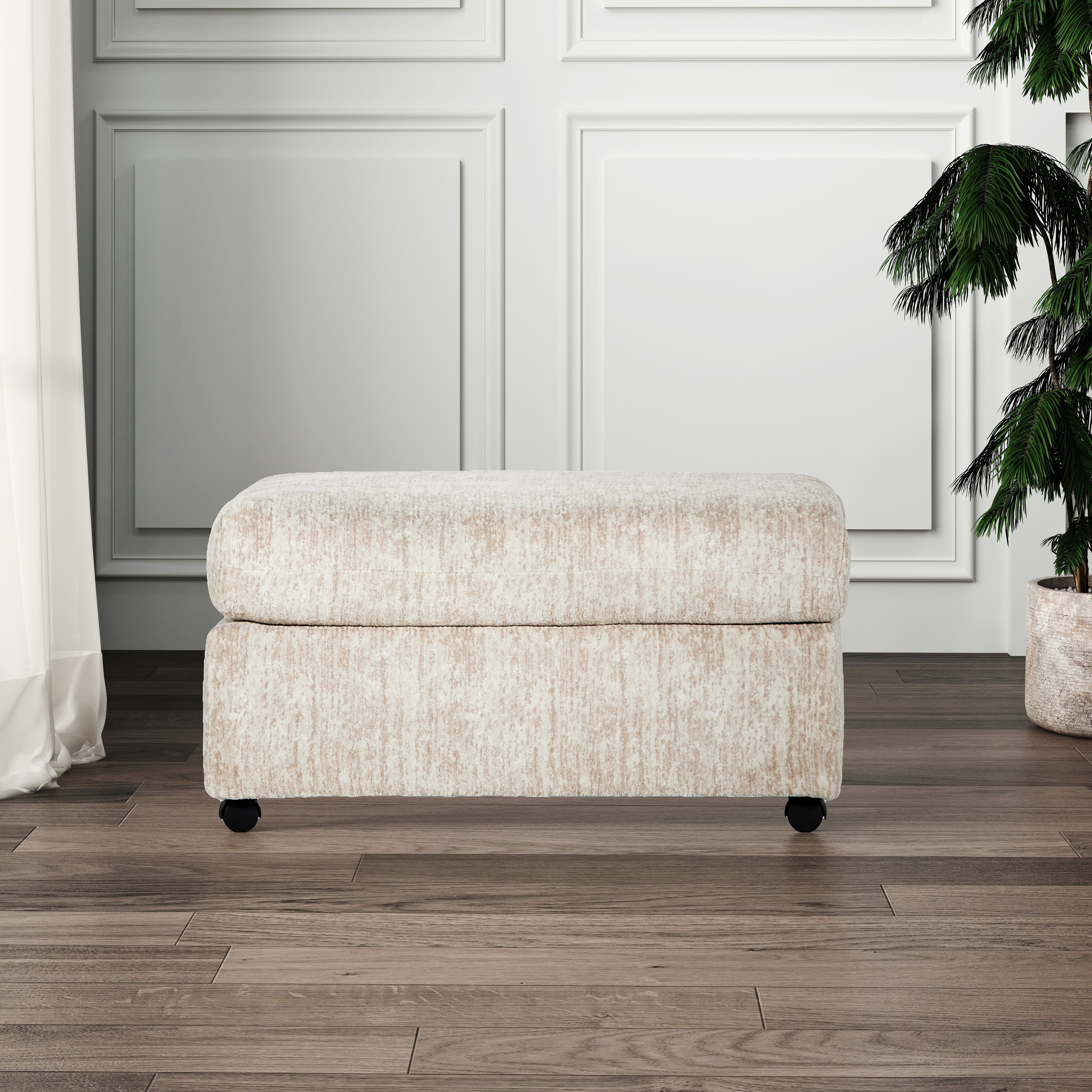 Roundhill Furniture Nason Living Room Ottoman - Soft Upholstered Storage Footrest, Perfect for Living Room, Bedroom & Home Decor - Coffee Table Alternative with Hidden Storage Compartment