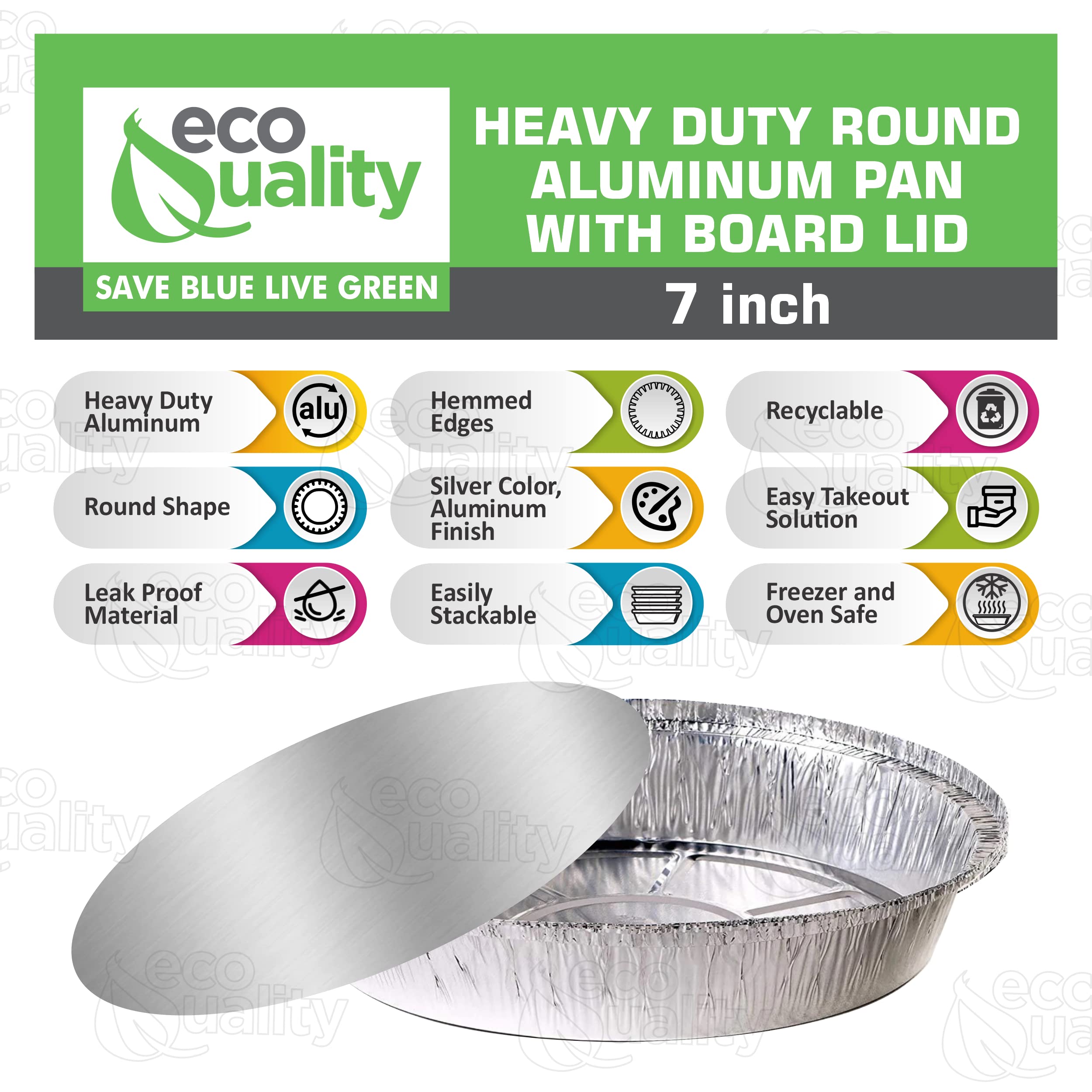 EcoQuality 500 Pack 7 Inch Disposable Round Aluminum Foil Pans with Lids - Premium Baking & Catering Containers for Restaurants, Parties, Meal Prep & Food Storage - Ideal for Takeout, BBQ, Potlucks & Holiday Cooking