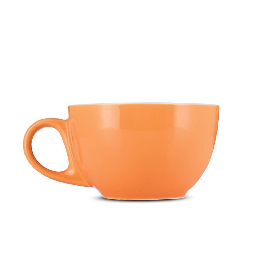 Premium Porcelain Cappuccino Cup & Saucer Set - 6oz/195ml, Vibrant Orange - Perfect for Home Coffee Bars, Cafes & Italian-Style Espresso Drinks