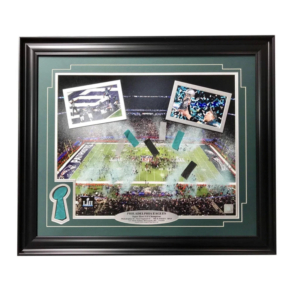 Philadelphia Eagles Super Bowl Champions Authentic Confetti Framed 16x20 Collage - Perfect for Eagles Fans, Sports Memorabilia Collectors & Man Cave Decor