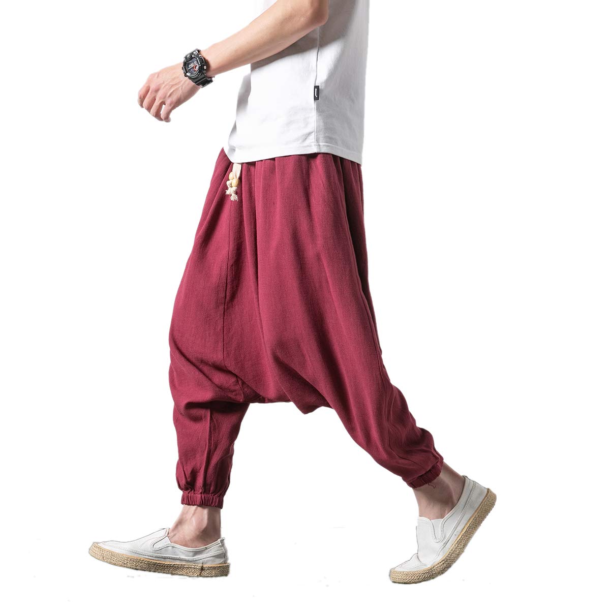 Seidarise Men's Harem Pants - Drop Crotch Lounge Pants, Plus Size Genie Joggers & Balloon Yoga Pants for Men | Comfortable Loungewear for Home, Meditation & Streetwear Fashion