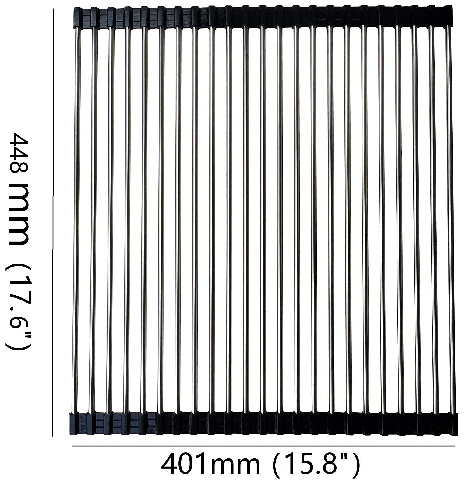 Portable Stainless Steel Over The Sink Dish Drying Rack - Foldable Kitchen Counter Mat (17.7
