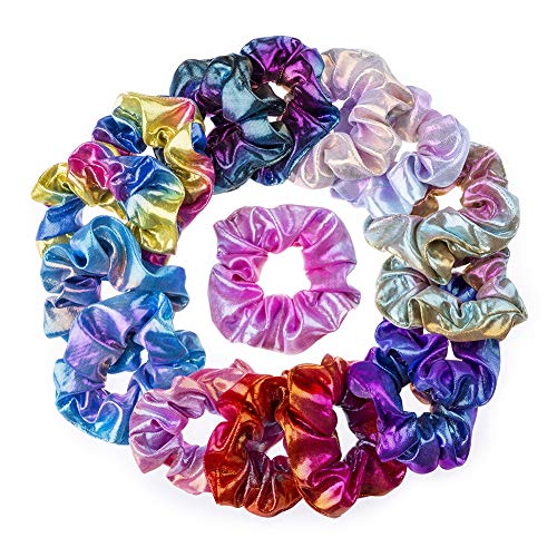 ARTIFUN Shiny Metallic Hair Scrunchies for Women - 10 Pack Fashion Hair Ties & Elastics Bands Set | Perfect for Workouts, Office, Parties & Everyday Styling