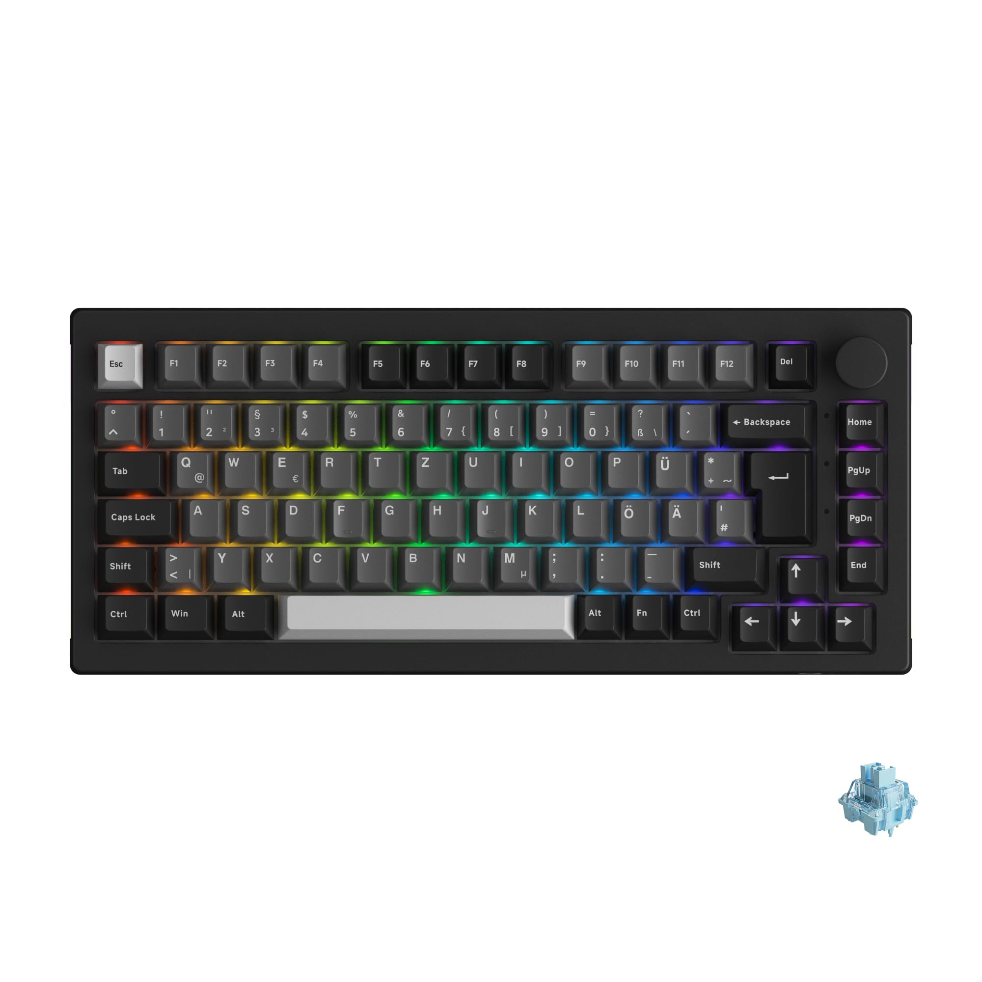 Akko 5075B Plus Gasket Keyboard - 3 Mode, RGB, Hot-Swap, Programmable for Gaming & Office (Black Silver)