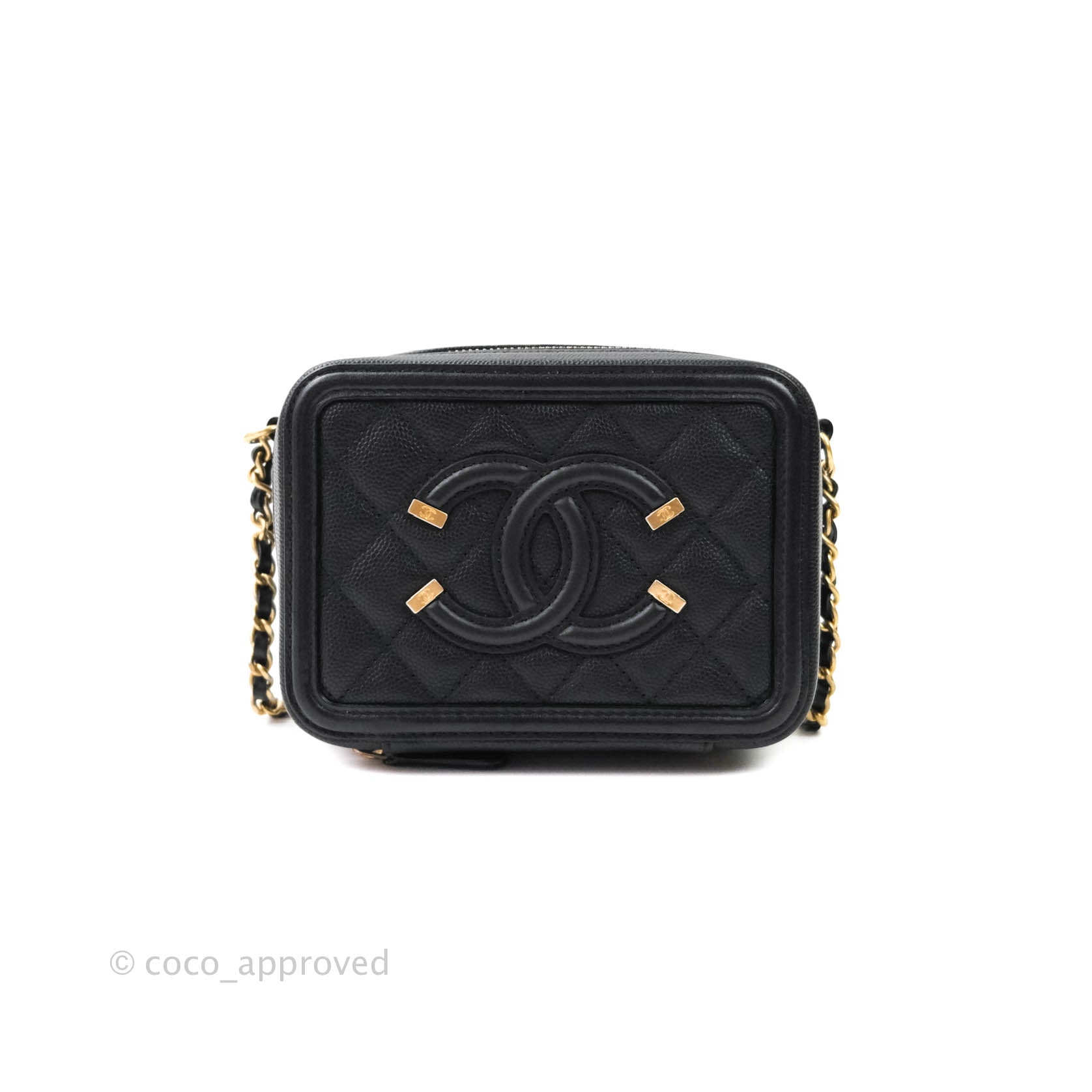Chanel CC Filigree Vanity Clutch with Chain in Caviar Black - Luxury Evening Bag for Women, Perfect for Parties, Weddings & Special Occasions