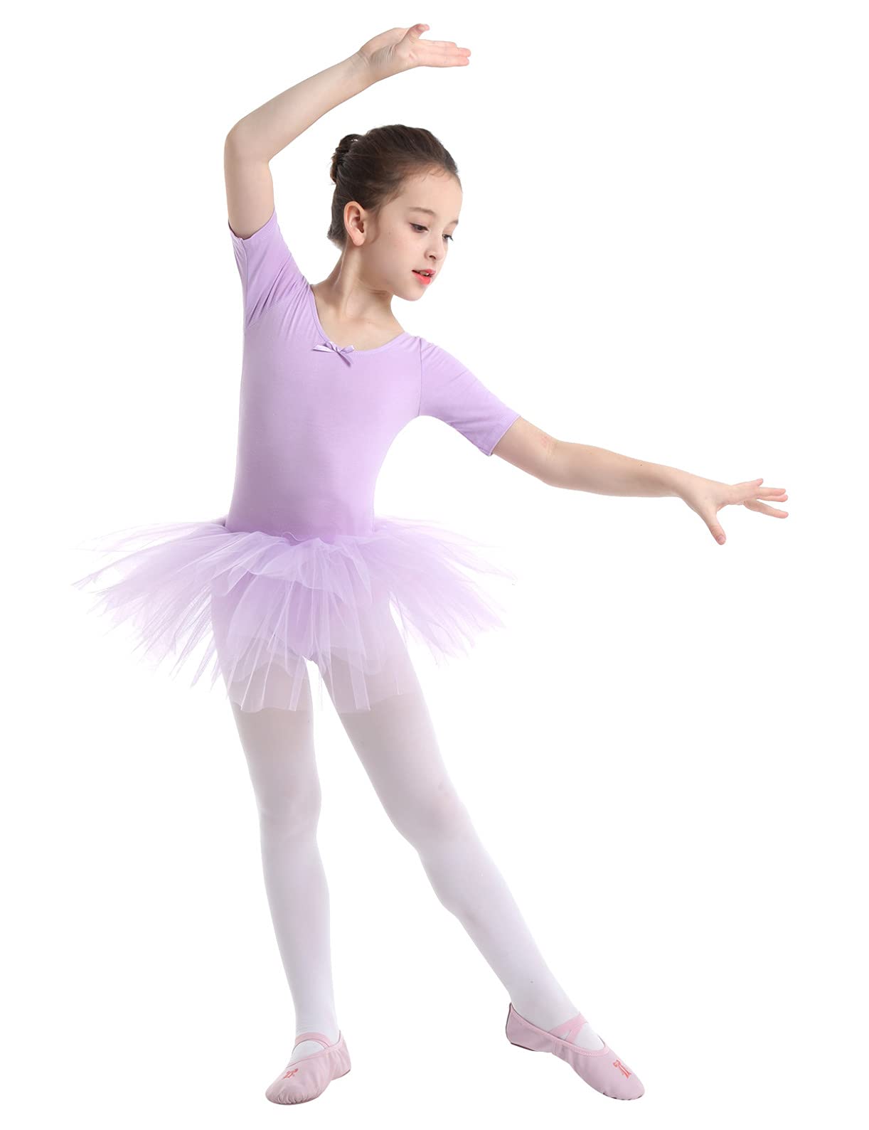 Freebily Girls Ballet Dance Dress with Ruffle Sleeves & Tutu Skirt - Gymnastic Leotard for Ballet, Dance Costume & Performance Wear - Perfect for Recitals, Competitions & Dance Classes