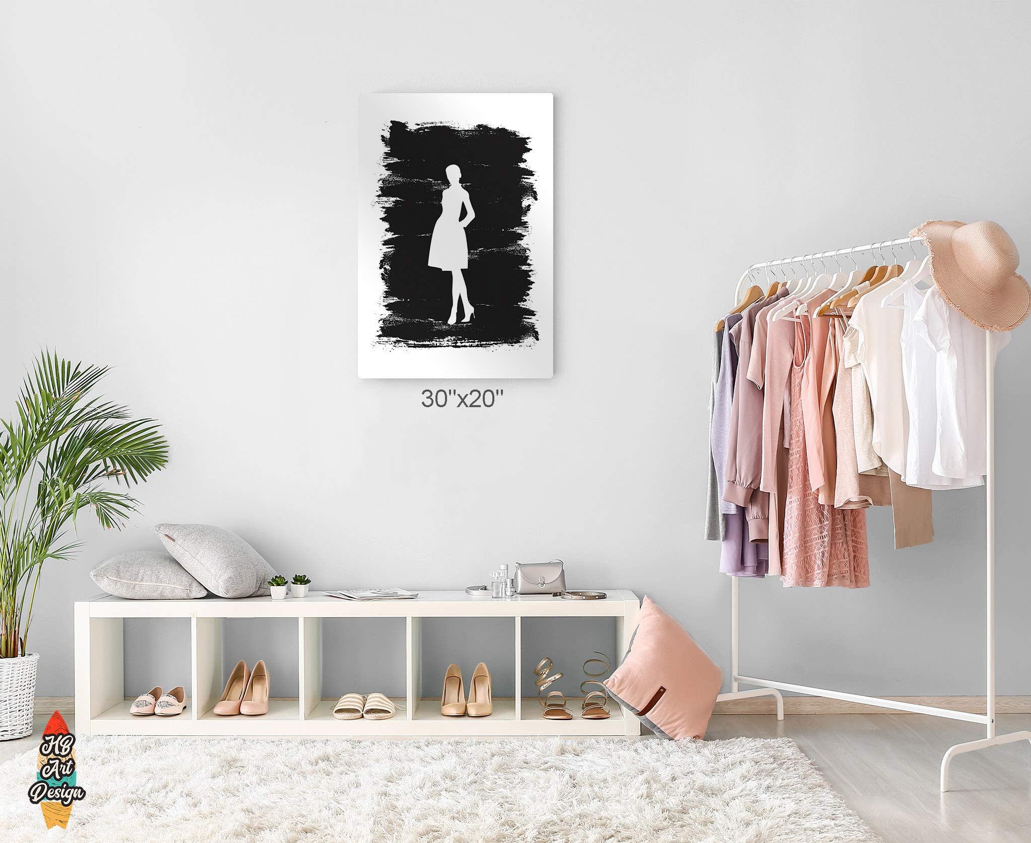 Modern Black & White High Heels Silhouette Painting - Fashion Metal Wall Art Print for Women | Glam Decor for Office, Dorm, Bathroom, Living Room & Bedroom | Ready to Hang 40x30 Inches | Perfect Gift for Fashion Lovers & Home Decor Enthusiasts