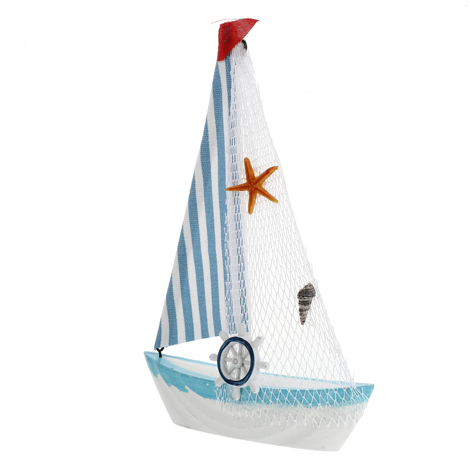 Mini Sailboat Ornament - Nautical Decor Sailing Boat Figurine for Beach, Ocean, Pirate Theme - Perfect for Bedroom, Window, Corridor, Garden & Office Decor - Blue Home Decoration