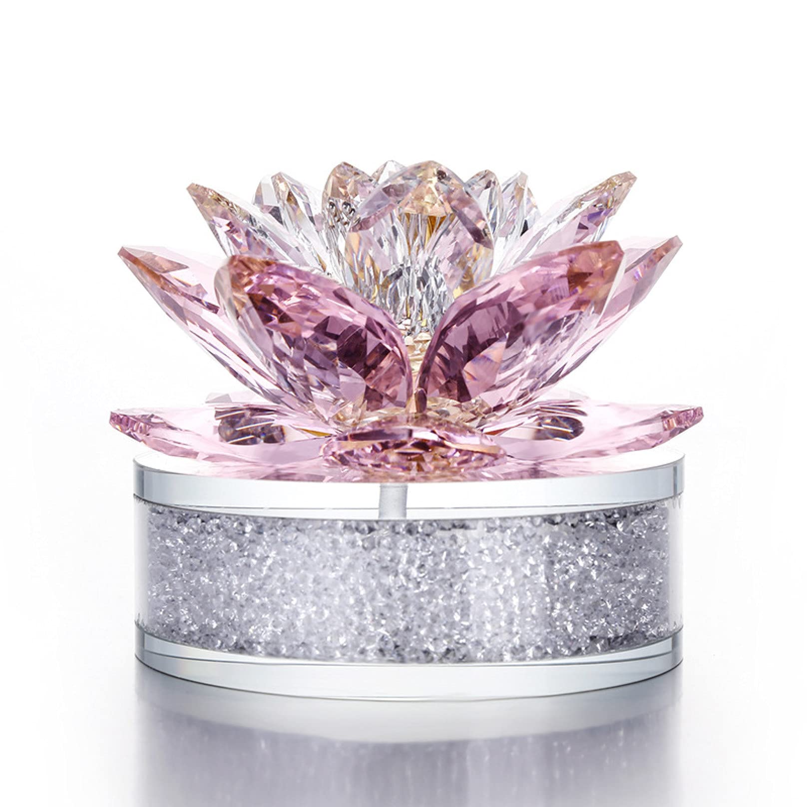 Sparkling Crystal Lotus Flower Figurine - Elegant Home Decor, Paperweight & Collectible Gift for Women, Mom, Girls | Perfect for Valentine's Day, Wedding Party Favors & Meditation Spaces