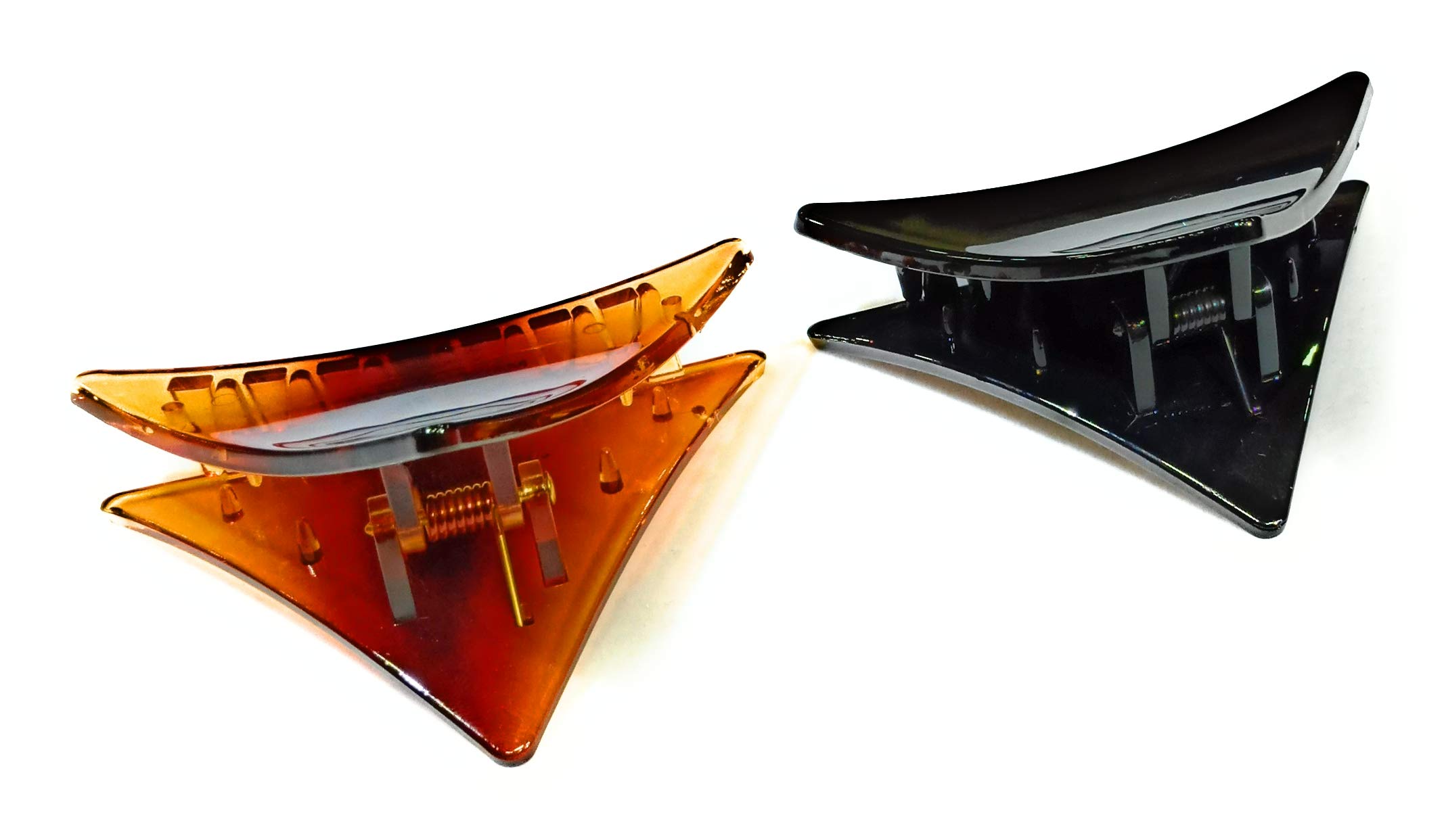 Fairytale Triangle Black/Brown Medium Korean Hair Clutch Clip/Claw (Set of 2) - Elegant Hair Accessories for Women, Perfect for Weddings, Parties & Everyday Styling