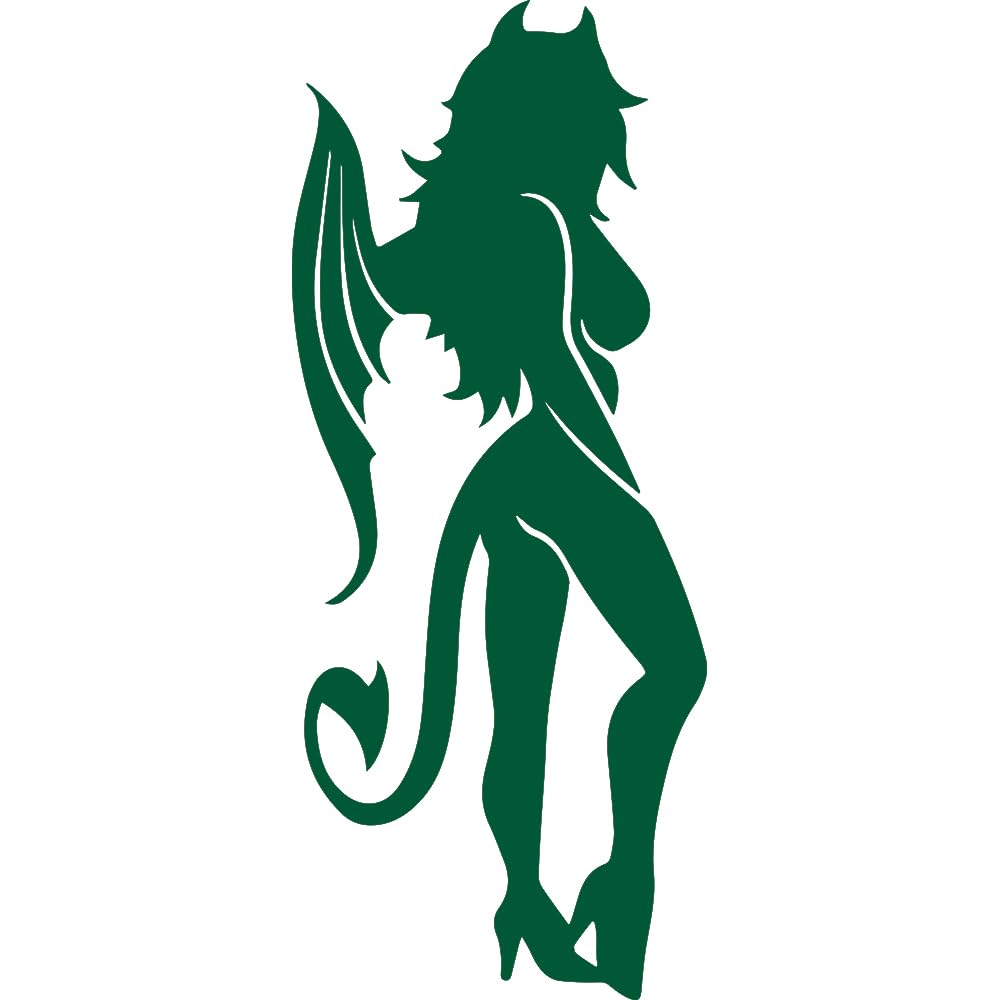 Premium Waterproof Vinyl Decal Stickers (Set of 2) - Sexy Devil Girl Design in Green for Laptop, Phone, Helmet, Car Window, Bumper, Mug, Cup, Door & Wall Decoration - Perfect for Halloween, Cosplay & Gothic Themed Parties