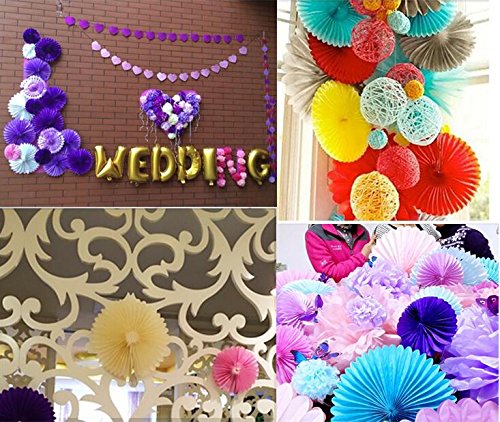 Zorpia® 12-Pack Decorative Paper Fans - 10 & 16 Inch for Party Decor