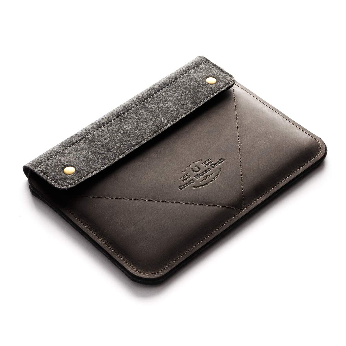 Premium Leather iPad Pro 12.9 Case (Stone Grey) & Wool Felt Sleeve for iPad Pro 11 | Durable Tablet Bag for iPad 10.2 | Crazy Horse Leather Cover for New 2020 iPad Air 10.9 | Perfect for Work, Travel & School Accessories