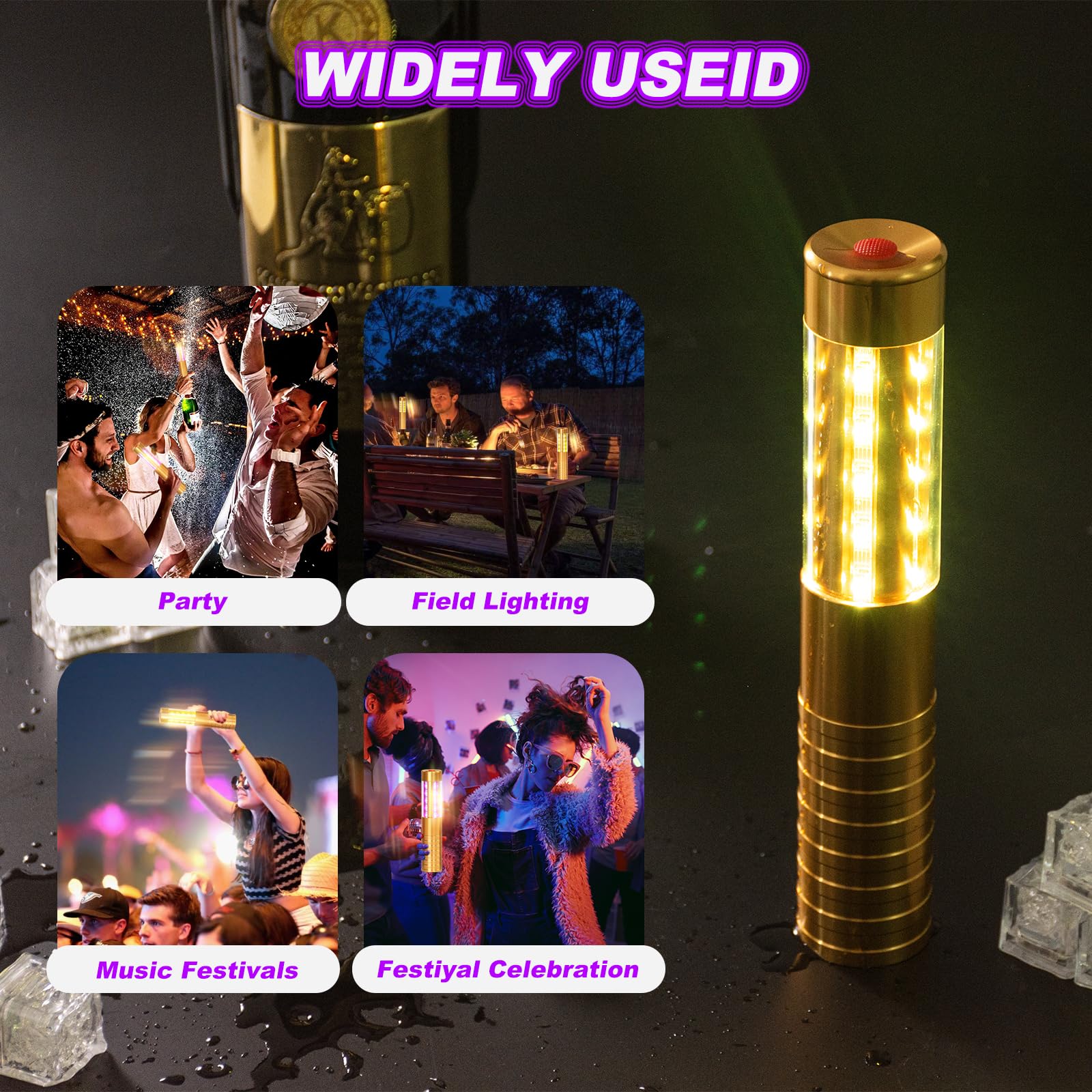 6PCS Rechargeable LED Strobe Baton Lights - Silver Bottle Service Lights for Nightclubs, Weddings, Bars & Outdoor Events | Party Lighting for Clubs, Concerts & Special Occasions