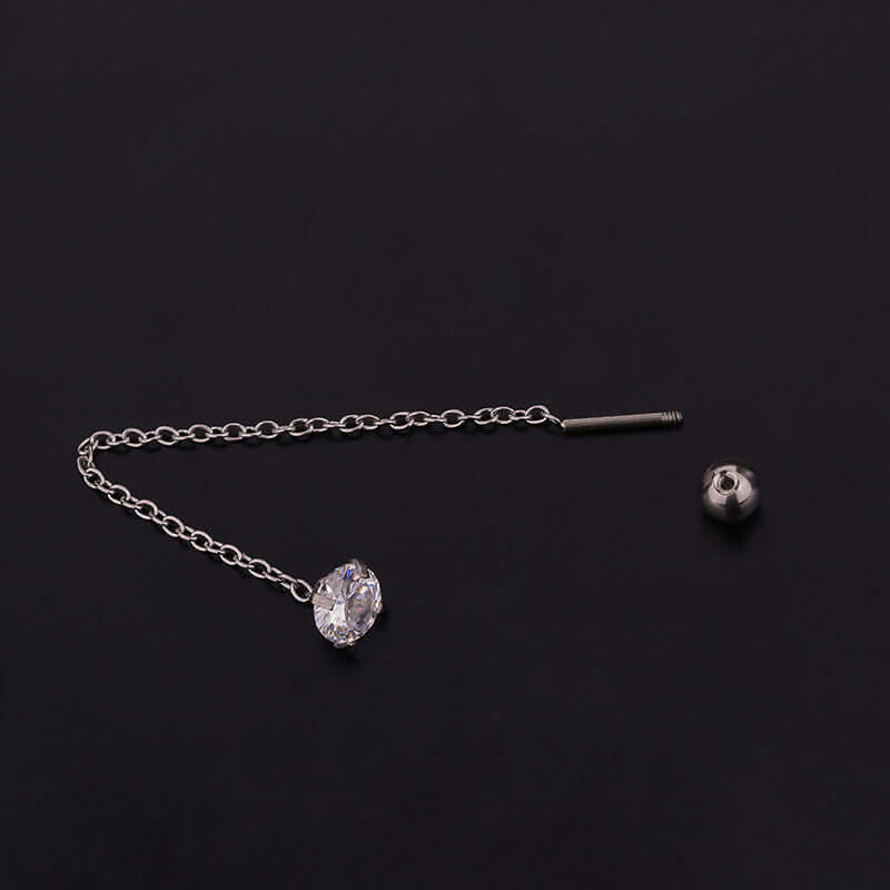 20G Hypoallergenic Bar Tragus Chain Link Barbell Stud Earring | HSPJ246 | Perfect for Cartilage, Helix, and Tragus Piercings, Ideal for Everyday Wear and Special Occasions