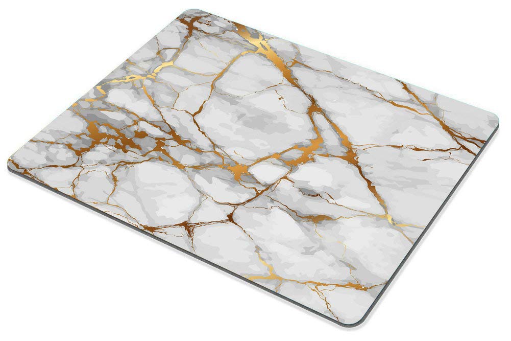 Premium White Marble Gold Grain Mouse Pad - Non-Slip Rubber Base Gaming Mousepad for Computer & Laptop - Office & Home Workspace Accessory - Perfect for Work, Gaming, and Daily Computing