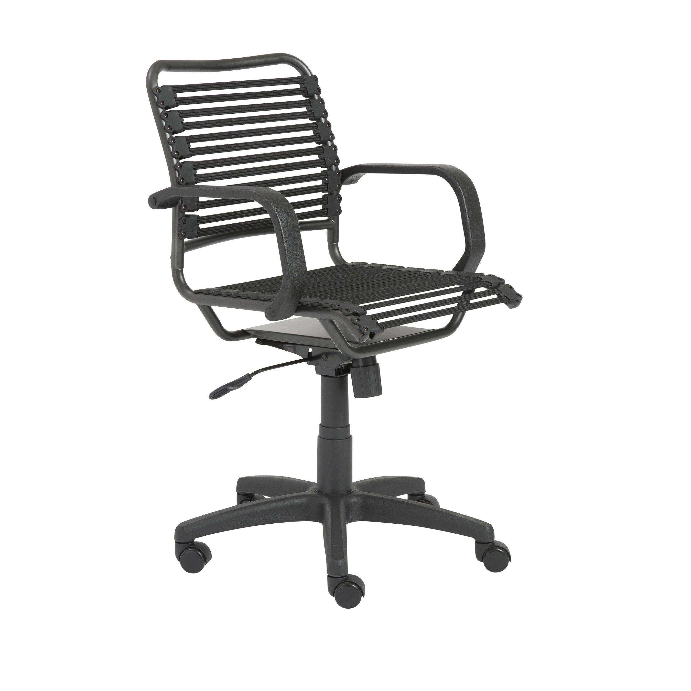Ergonomic Bungie Flat Mid Back Office Chair - Black Mesh with Graphite Frame & Swivel Base | Comfortable Desk Chair for Home Office, Gaming & Workspace
