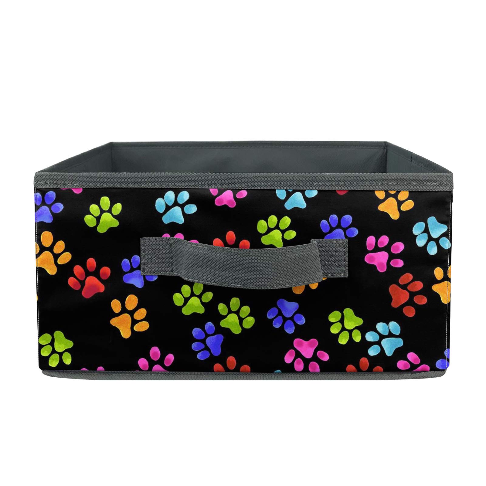 Colorful Animal Paws Storage Bins with Handles - Foldable Durable Polyester Fabric Storage Box for Closet, Bedroom, Kids Room & Nursery Organization - Large Capacity Rectangle Storage Baskets & Containers