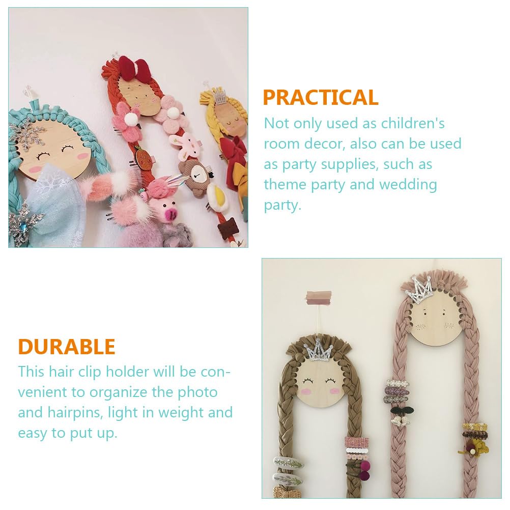 Braided Doll Hair Clip Holder - Wall Mounted Hair Bows Organizer for Girls, Barrette & Earring Display Hanger with Lace Cloth - Perfect for Bedroom, Nursery & Bathroom Organization