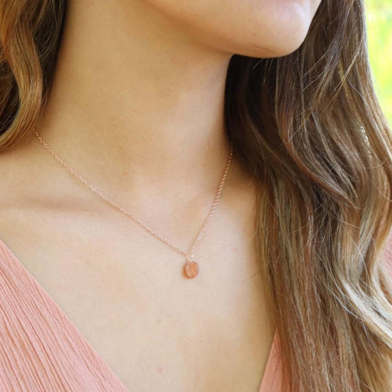 Natural Raw Sunstone Pendant Necklace - Dainty Healing Crystal Jewelry for Women - Perfect for Spiritual Healing, Meditation & Everyday Wear