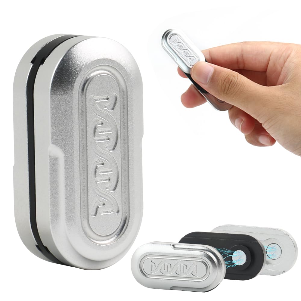 STONESTAR DNA Fidget Slider - Aluminum Alloy Magnetic Push Card Sensory Toy for Stress Relief, ADHD, Autism - Portable EDC Fidget Toy for Adults & Kids - Perfect for Office, School & Travel (Silver, Small)