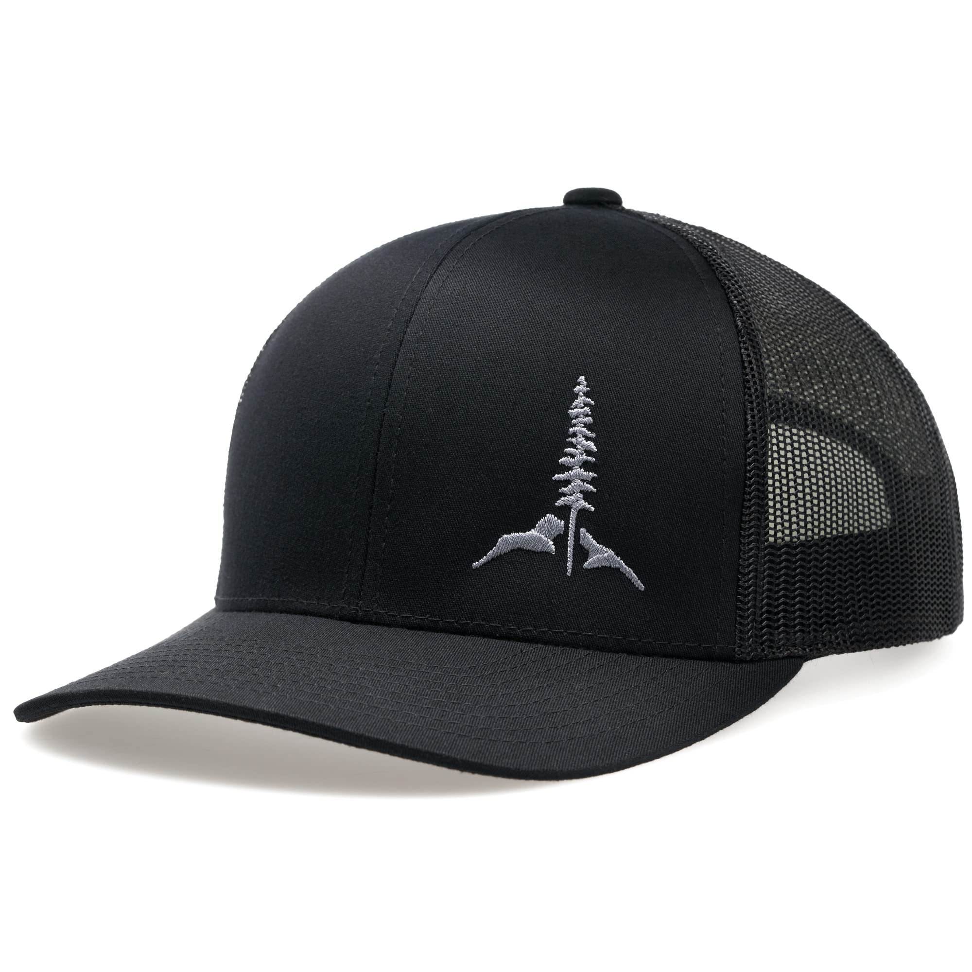 LARIX Trucker Hat - Tamarack Mountain Design with Built-in Hat Liner | Adjustable Snapback Cap for Outdoor Hiking, Camping & Casual Wear