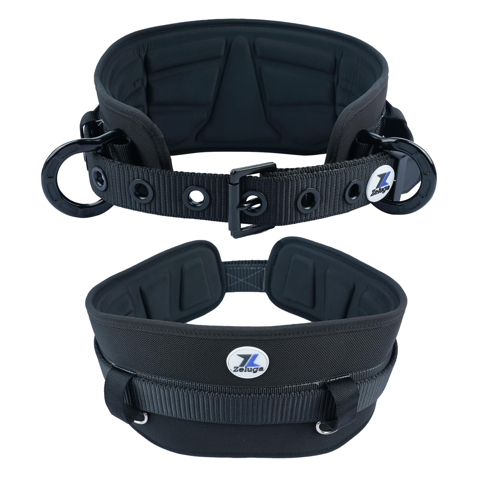 Heavy Duty Polyester Work Belt for Men - Black Industrial Waist Tool Belt with D-Rings - Perfect for Construction, Carpentry, Plumbing & DIY Projects