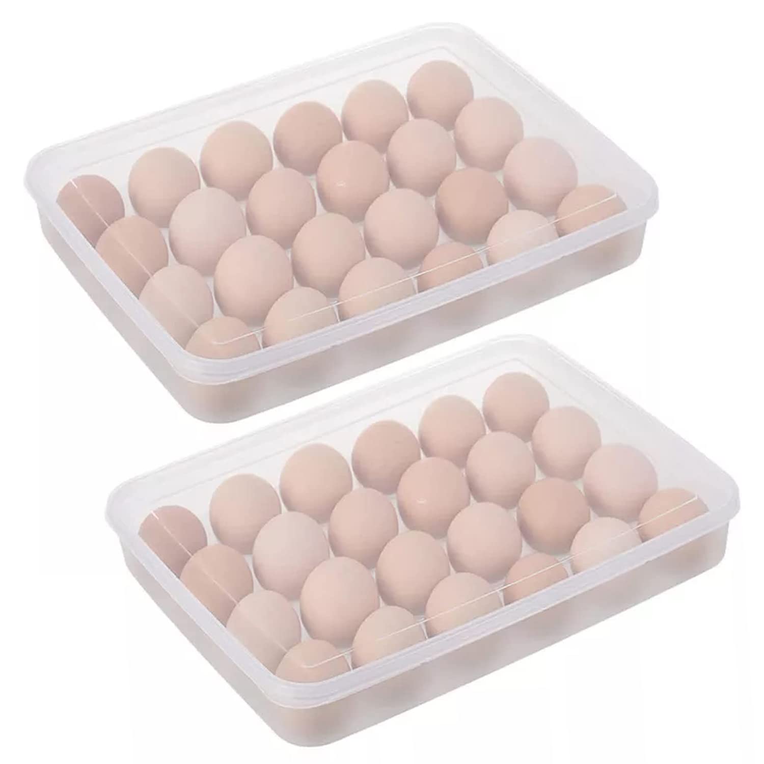 24-Grid Plastic Egg Storage Container - Stackable Refrigerator Egg Tray for Kitchen Organization - Mini House Egg Holder (Set of 2) - Perfect for Fridge Storage & Farm Fresh Eggs