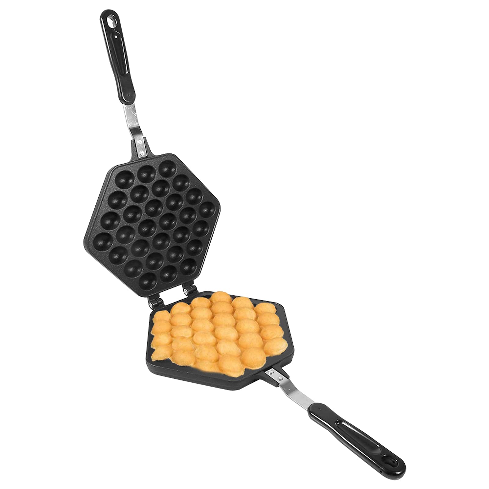 Non-Stick Aluminum Dual Head Bubble Waffle Maker - 7×8 Inch Waffle Iron Griddle for Homemade Egg Puffs & Hong Kong Style Waffles - Perfect for Breakfast, Desserts, and Party Snacks