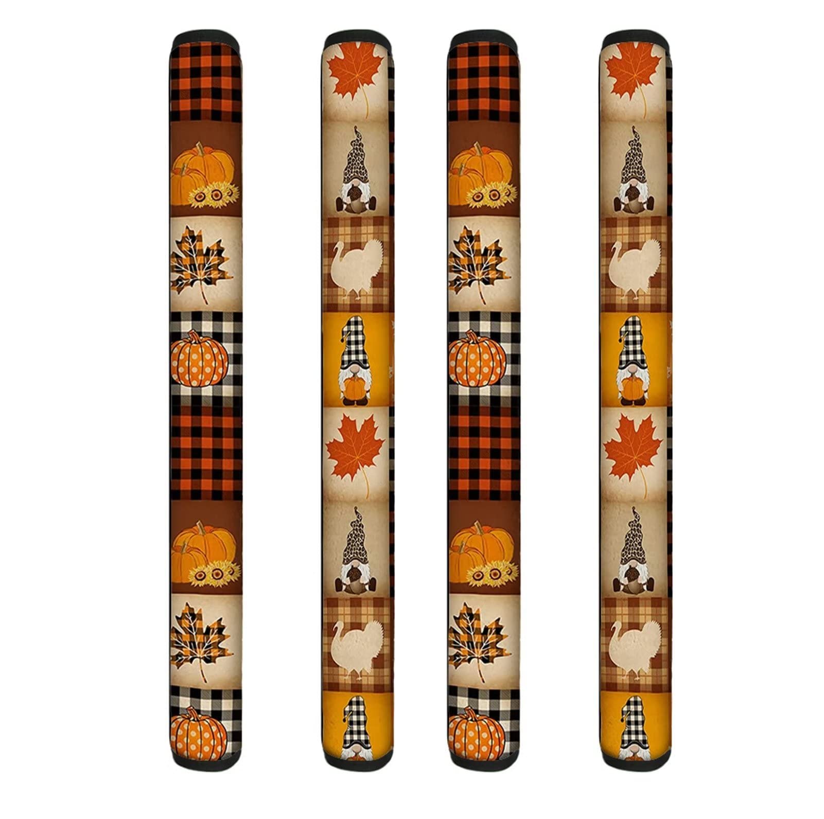 UNICEU Autumn Pumpkins Maple Leaves Print Refrigerator Handle Covers Set of 4 - Non-Slip Kitchen Appliance Protectors, Thanksgiving Home Decor & Holiday Gifts for Family (Perfect for Fall Decorating, Hostess Gifts & Protecting Fridge Handles)