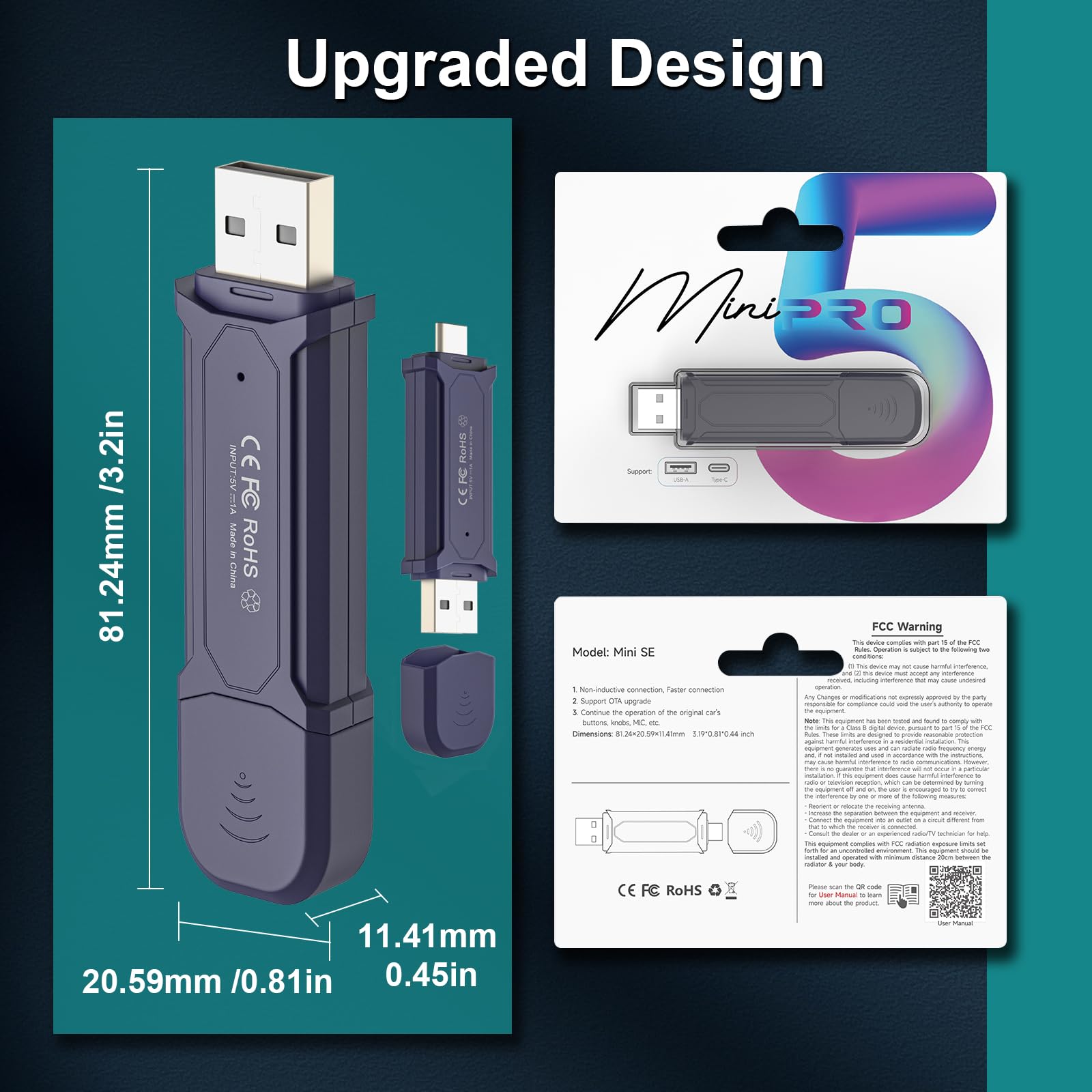 2025 Upgraded Wireless CarPlay Adapter for iPhone & Android - Convert Wired to Wireless with Dual USB-C/USB Ports, Low Latency - Compatible with Cars 2016-2025 & iOS/Android 10+ - Perfect for Hands-Free Driving & Seamless Music Streaming