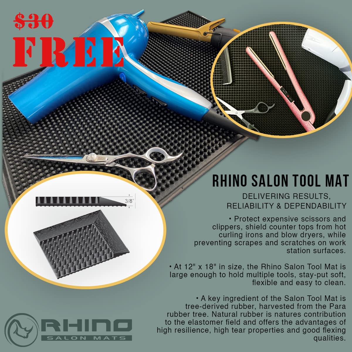 Professional Salon Mat for Hair & Beauty Salons - Non-Slip, Waterproof, Durable Floor Mat for Styling Stations & Wash Areas