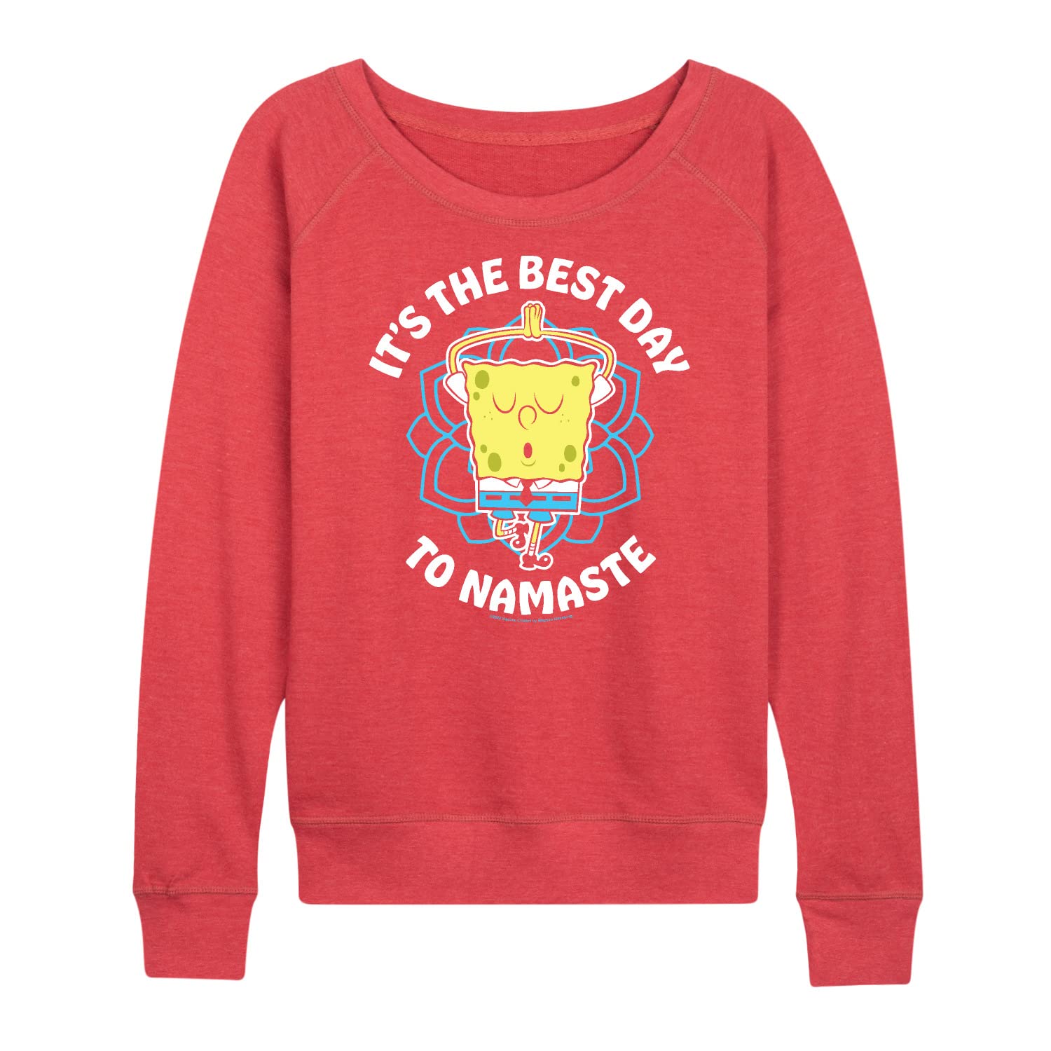 SpongeBob SquarePants Women's Lightweight French Terry Pullover Hoodie - Best Day To Namaste Graphic Sweatshirt - Casual Lounge Wear for Yoga, Running Errands & Relaxing