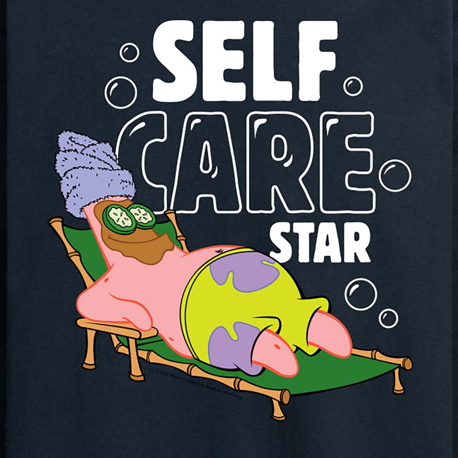 HYBRID APPAREL Spongebob Squarepants Self Care Star Men's Long Sleeve T-Shirt - Funny Cartoon Graphic Tee for Casual Wear, Lounge & Gifts