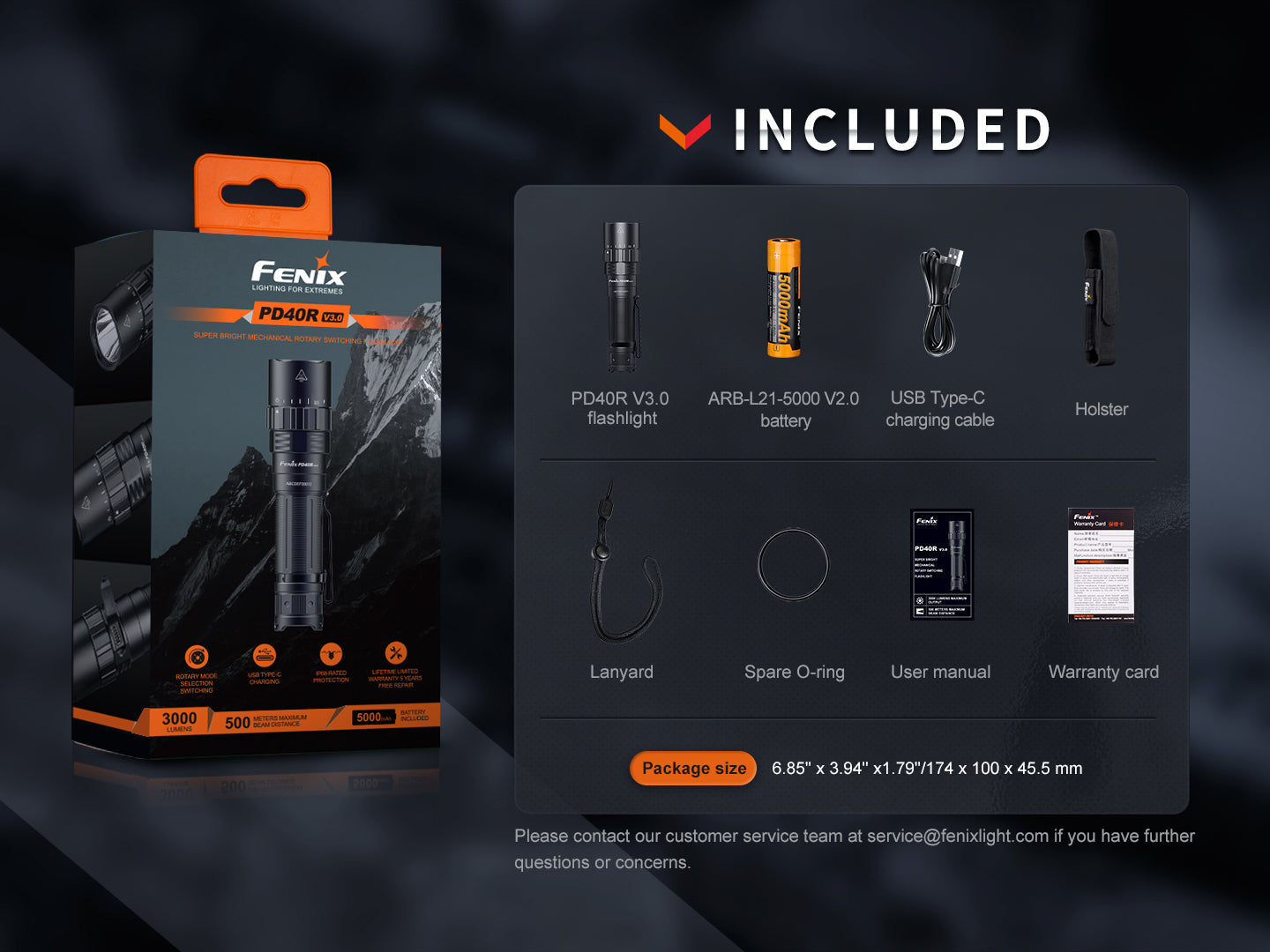 Fenix PD40R V3 Rechargeable Flashlight 2000 Lumens USB-C Tactical Torch - Perfect for Camping, Hiking & Emergency Use